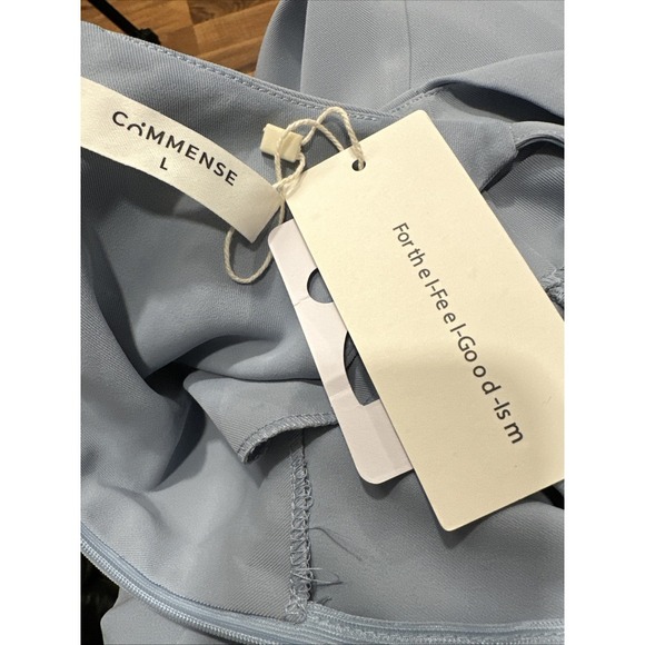 Commence Large Blue Spaghetti Strap Maxi Sheath Dress High‎ Neck Zip Ruched - Picture 5 of 5